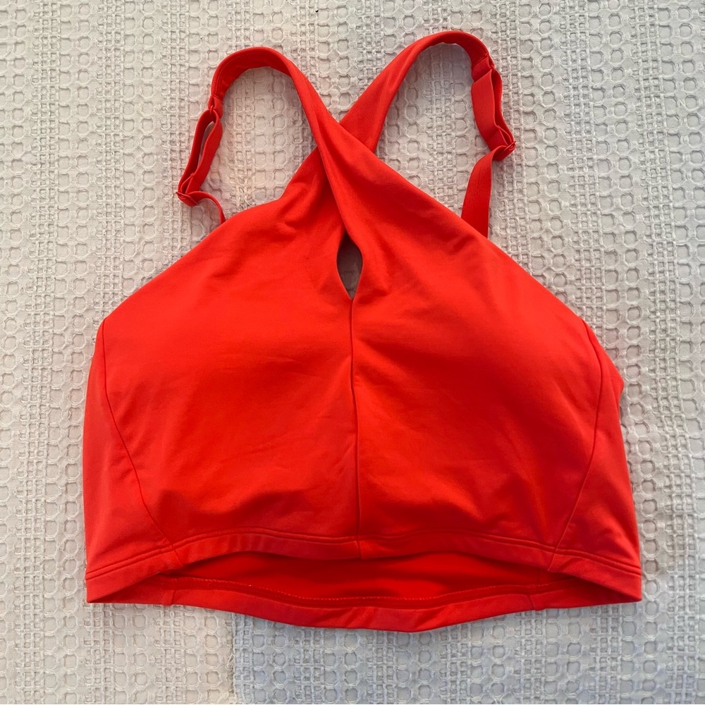 Athleta Womens Orange Crossed Bikini Swim Suit Top Size Small Vermillion Orange
